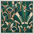 AVRESA G03 Deco Ritim — art deco yelpazeler ve mimari çizgiler, üretim öncesi temsilî eşarp tasarımı